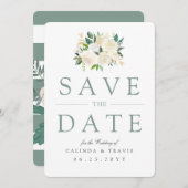 白いバラ花束|フローラ|日付の保存 セーブザデート (正面/裏面)