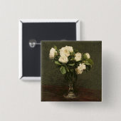 白いバラ1875年(キャンバスの油) 缶バッジ (正面&裏面)