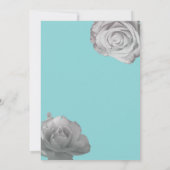 白いバラ エレガントな花束 ターコイズブルー ウェディング 招待状 (裏面)