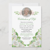 白いバラ | オーキッド フラワーの生命のお祝い 招待状 (正面)