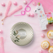 白いバラ ゴールドハート ペーパーボウル (パーティー)