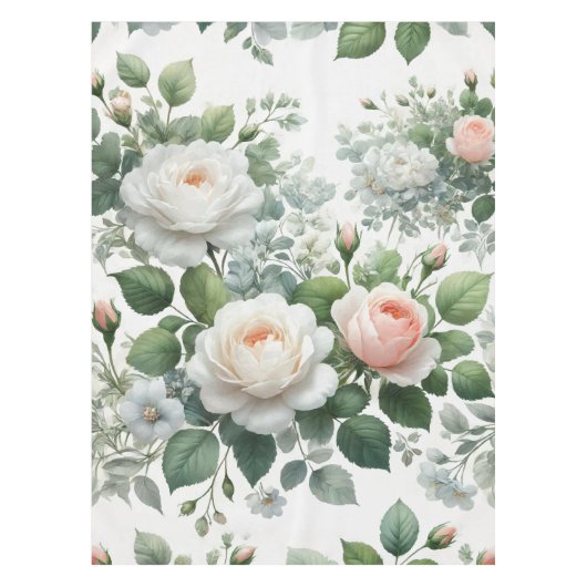 白いバラ テーブルクロス (正面)