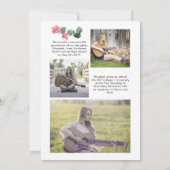 白いバラ | ピンクのハス 4 枚の写真のコラージュ 卒業 案内状 (裏面)