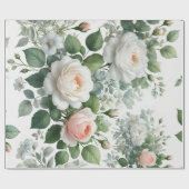 白いバラ ラッピングペーパー (フラット)