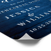 白いバラ ランタン 青い木材 リハーサル ディナー ポスター (角)