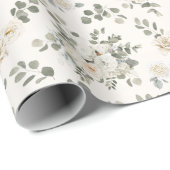 白いバラ、ロマンチックなフローラ ラッピングペーパー (ロールコーナー)