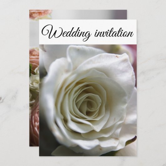 白いバラ。 招待状 (正面/裏面)