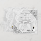 白いバラ 招待状 (正面/裏面)