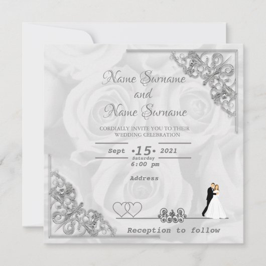 白いバラ 招待状 (正面)