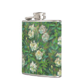 "白いバラ、緑の葉"、美しい花 フラスク (左)