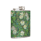 "白いバラ、緑の葉"、美しい花 フラスク (右)