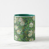 "白いバラ、緑の葉"、美しい花 マグカップ (中央)