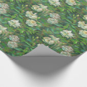 "白いバラ、緑の葉"、美しい花 ラッピングペーパー (角)