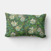 "白いバラ、緑の葉"、美しい花 ランバークッション (裏面)