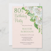 白いバラ | 蘭 80歳の誕生日パーティー 招待状 (正面)