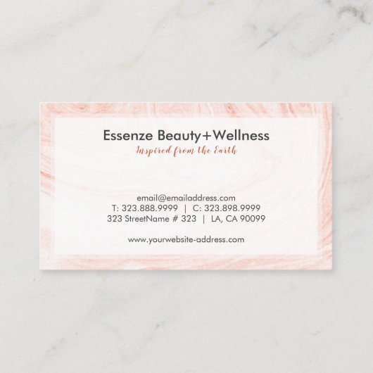 白いバラ – 金ゴールド大理石の渦巻き 名刺 (裏面)