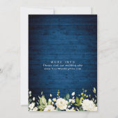 白いバラ 青い木のランタン 水彩 結婚式 招待状 (裏面)