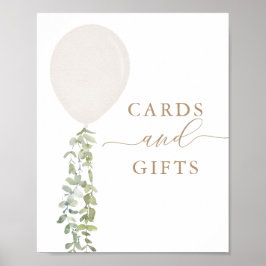 白いバルーン赤ちゃんシャワーカードとギフトサイン ポスター