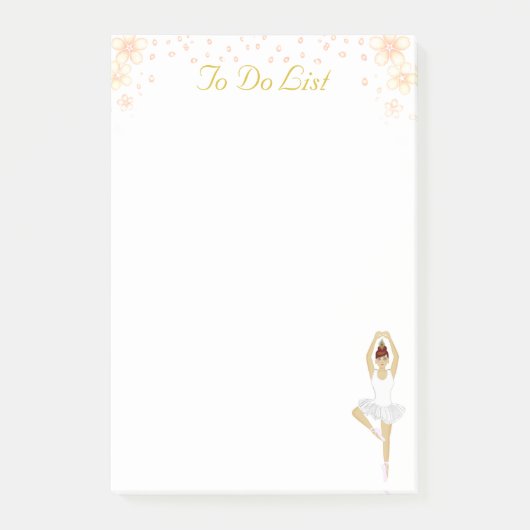 白いバレリーナと花のTo Do リスト ポストイット (正面)