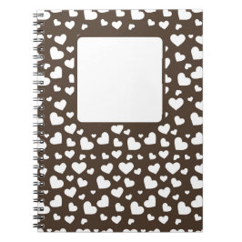 白いバレンタインの愛のハートと茶色 ノートブック