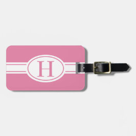 白いバンドと楕円形のシールドとあなたのモノグラム ラゲッジタグ