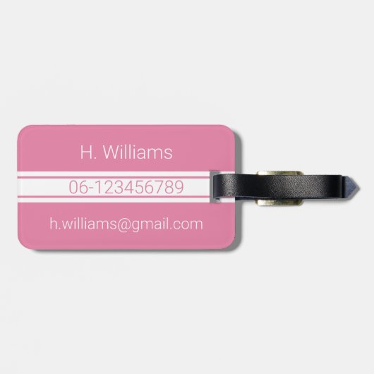 白いバンドと楕円形のシールドとあなたのモノグラム ラゲッジタグ (裏面横)