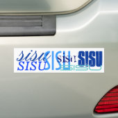 白いバンパーステッカーのSISUのギフトの青を得たら バンパーステッカー (車上)