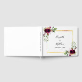白いバーガンディ花模様の緑のエレガントな結婚式 ゲストブック (全面)