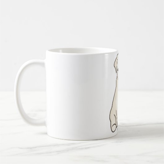 白いパグ マジック コーヒーマグカップ (左)