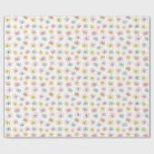 白いパステルカラーの可愛いバターリー ラッピングペーパー (フラット)