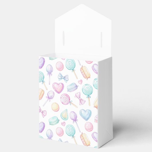 "白いパステルカラーの風船とハートのギフトボックス" フェイバーボックス (オープン)