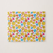 白いパズルのEmojiのかわいいプリント ジグソーパズル (横)