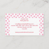 白いパターンのピンクハート 名刺 (裏面)