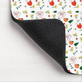 白いパターンのフローラの花のマウスパッド マウスパッド (コーナー)