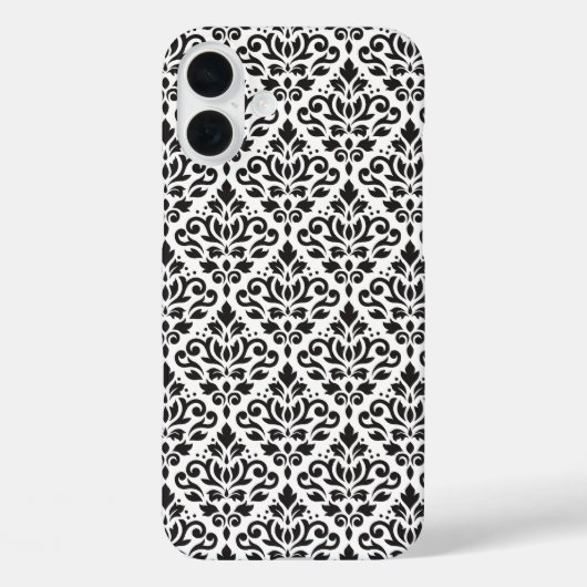 白いパターン上にダマスク黒をスクロール Case-Mate iPhoneケース (裏面)