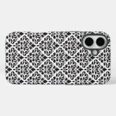 白いパターン上にダマスク黒をスクロール Case-Mate iPhoneケース (裏面 (横))