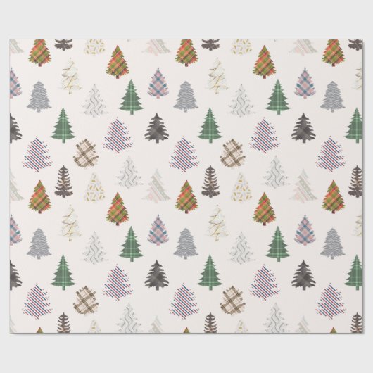 白いパターン(の模様が)あるクリスマスの木を取り除く ラッピングペーパー (フラット)