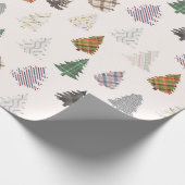 白いパターン(の模様が)あるクリスマスの木を取り除く ラッピングペーパー (角)