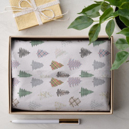 白いパターン(の模様が)あるクリスマスの木を取り除く 薄葉紙 (ギフト)