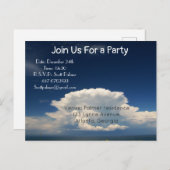 白いパフィー雲 インビテーションポストカード (正面/裏面)