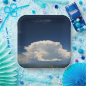 白いパフィー雲 ペーパープレート (パーティー)