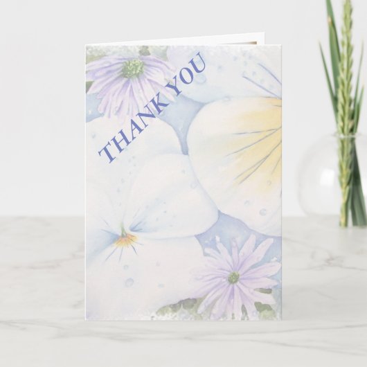 白いパンジーの感謝カード サンキューカード (正面)