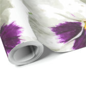 白いパンジーの美しい水彩色のコラージュ ラッピングペーパー (ロールコーナー)