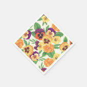 白いパンジー スタンダードカクテルナプキン (角)