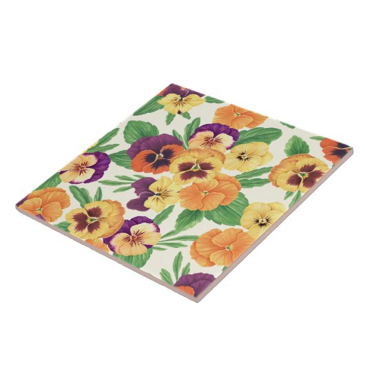 白いパンジー タイル (側面)