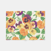 白いパンジー フリースブランケット (正面(横))