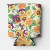 白いパンジー 缶クーラー (正面)