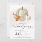 白いパンプキンと秋の花、フレンドギビング 招待状 (正面)
