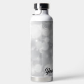 白いパーソナライズされたきらめき ウォーターボトル (右面)
