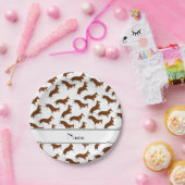 白いパーソナライズされたウェルシュコーギーにカーディガン・ドッグという名前を付ける ペーパープレート (パーティー)